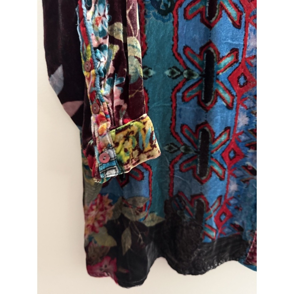 Johnny Was Grace Tessa Velvet Patchwork Boho Tunic Women's Size Large - Picture 8 of 13